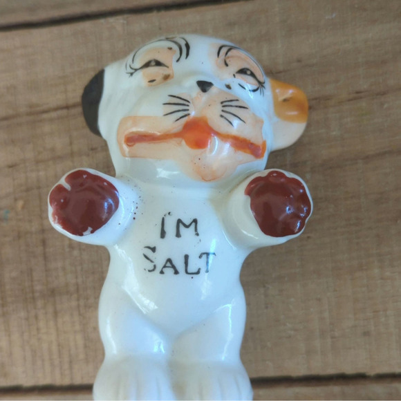 Vintage 1950s Bonzo Dog Salt and Pepper Shakers I'm Pep I'm Salt Made in Japan - Picture 8 of 11